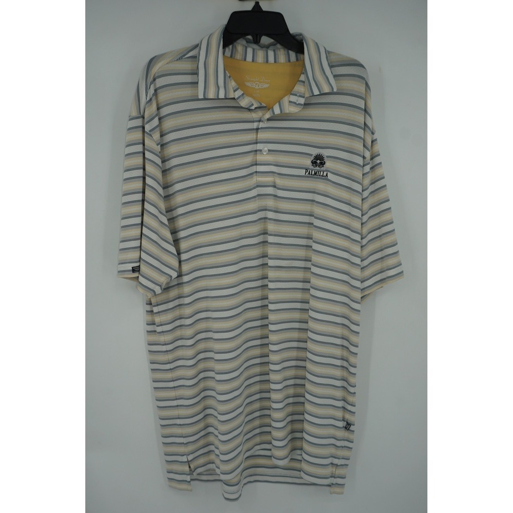 Straight Down Polo Shirt Yellow Stripe Palmilla‎ Golf Performance Men's Large